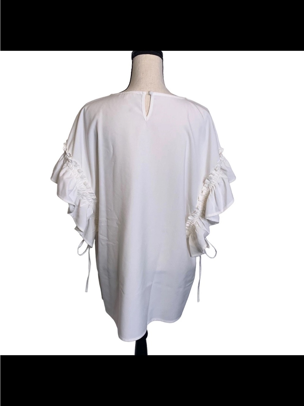 Easel White Ruffle Sleeve Drawstring Top - Picture 2 of 9